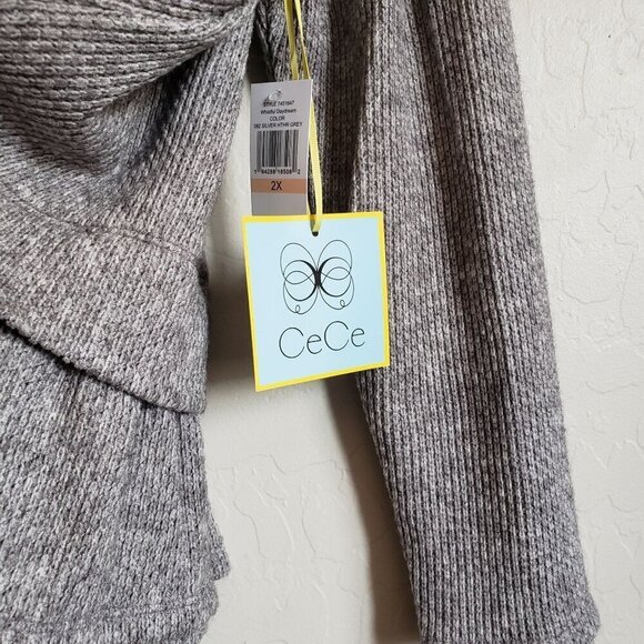 CeCe Puff Sleeve Knit Peplum Sweater Silver Heather Grey Size Womens 2X Plus NEW - Picture 7 of 12